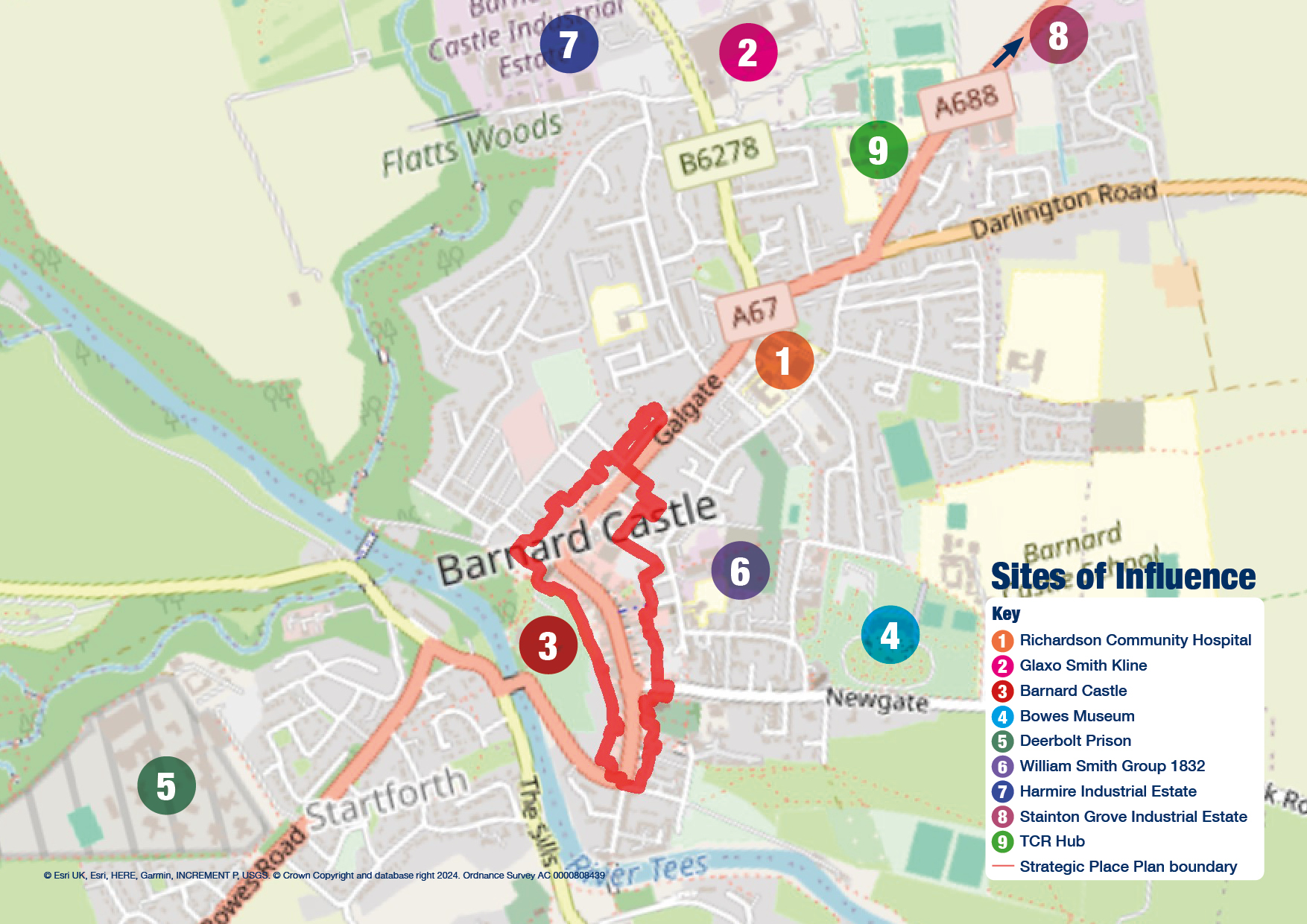 Draft boundary map of the Barnard Castle Strategic Place Plan.