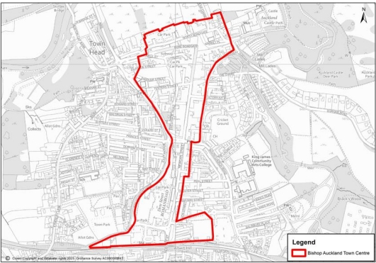 Bishop Auckland town centre proposed boundary map