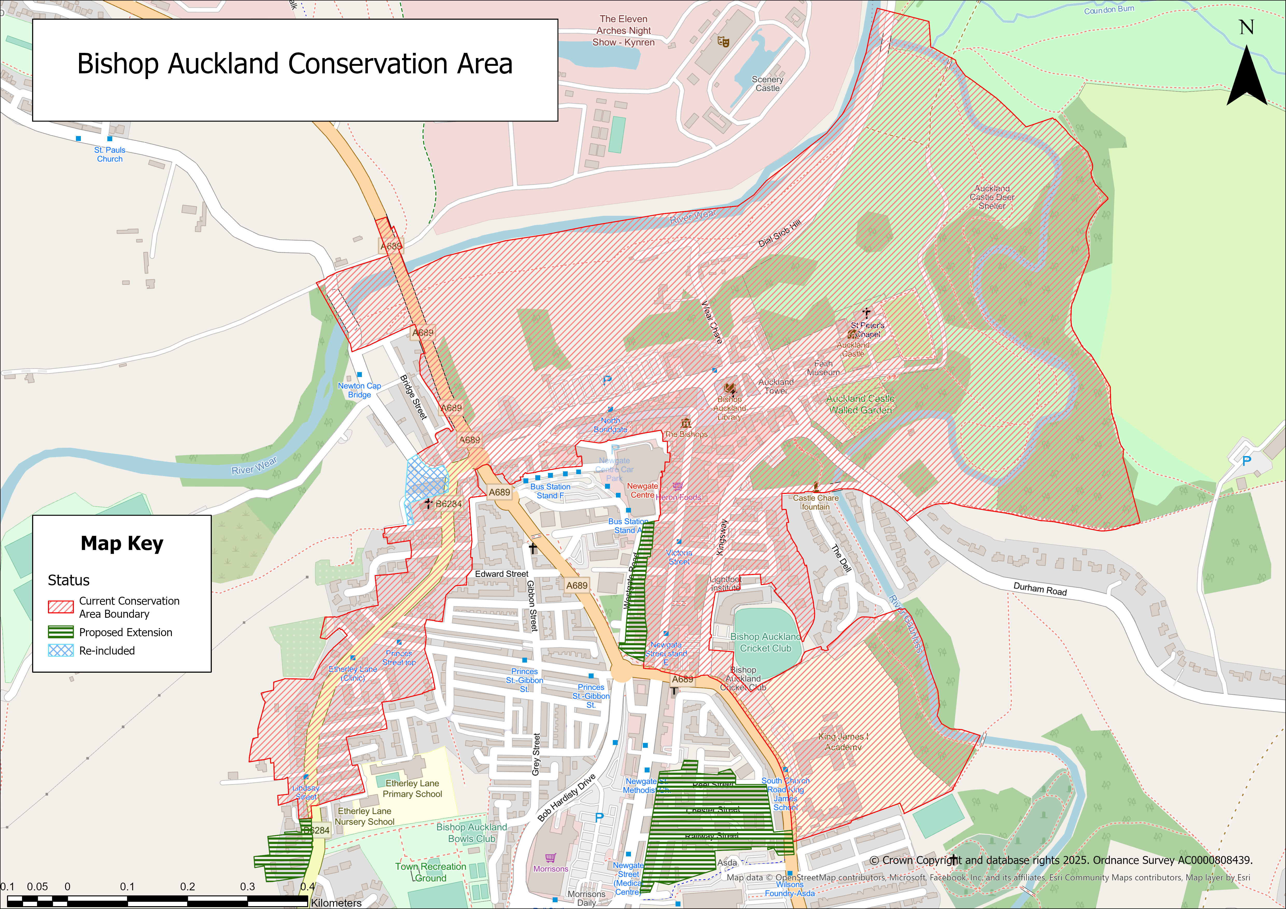 Area map of Bishop Auckland Conservation Area