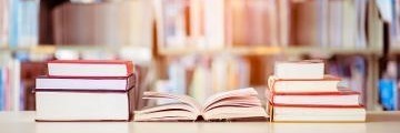 Image of books in a library