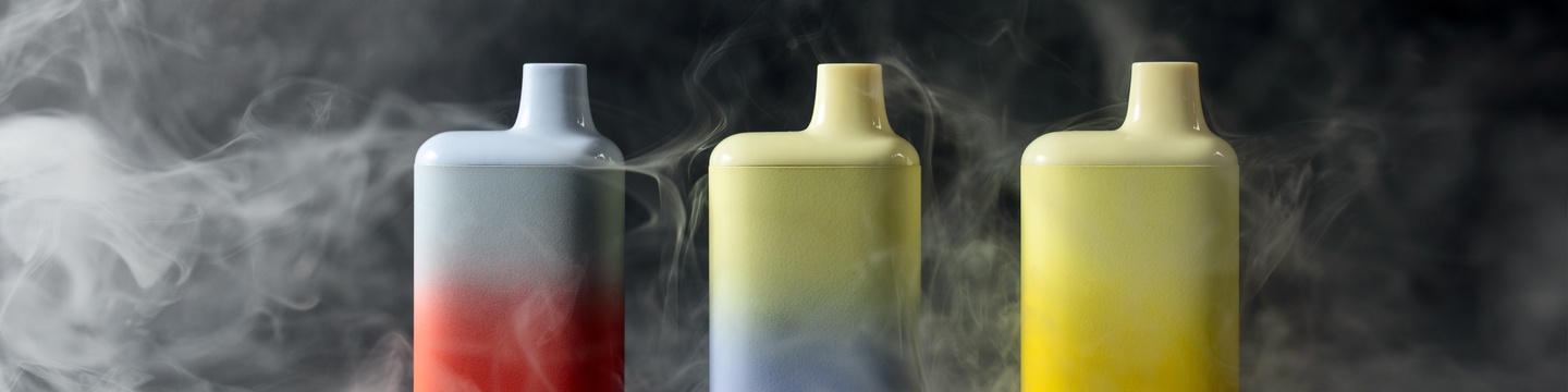 Image of three colourful vapes