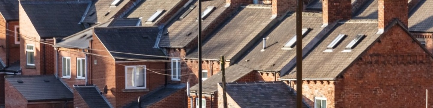 Row of terraced house roof tops
