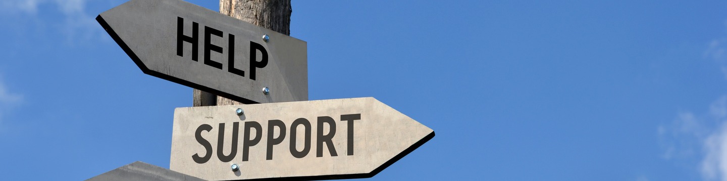 Signpost showing pointers to help, support