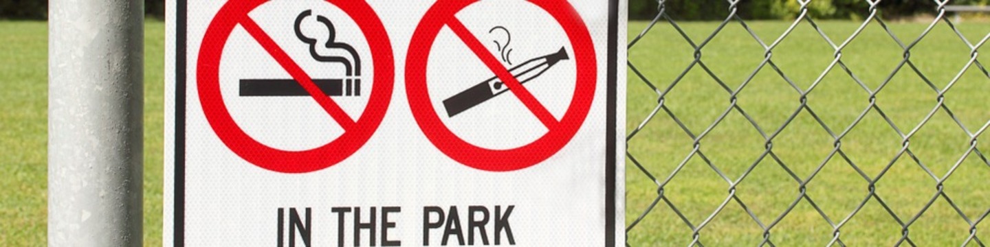 A no smoking, no vaping in the park sign