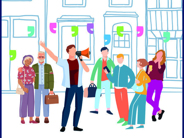 Illustration of a person holding a megaphone